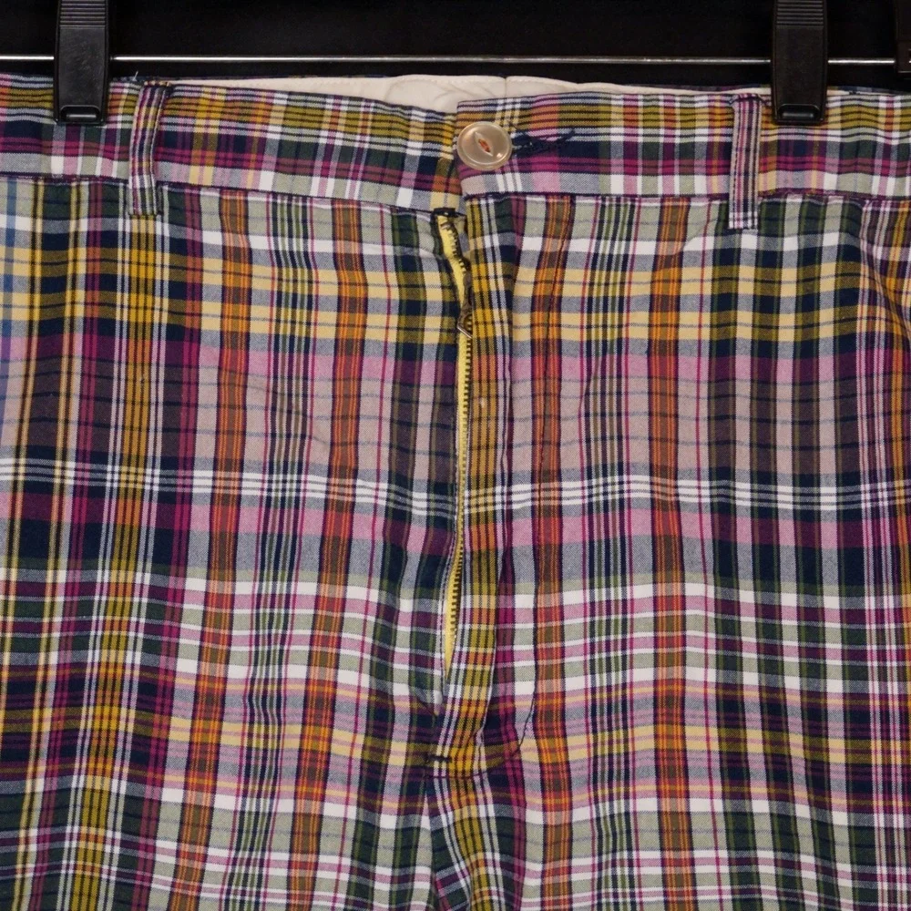 Polo Ralph Lauren Shorts Mens 42 Multi Plaid Vintage Madras Cotton Flat‎ Front